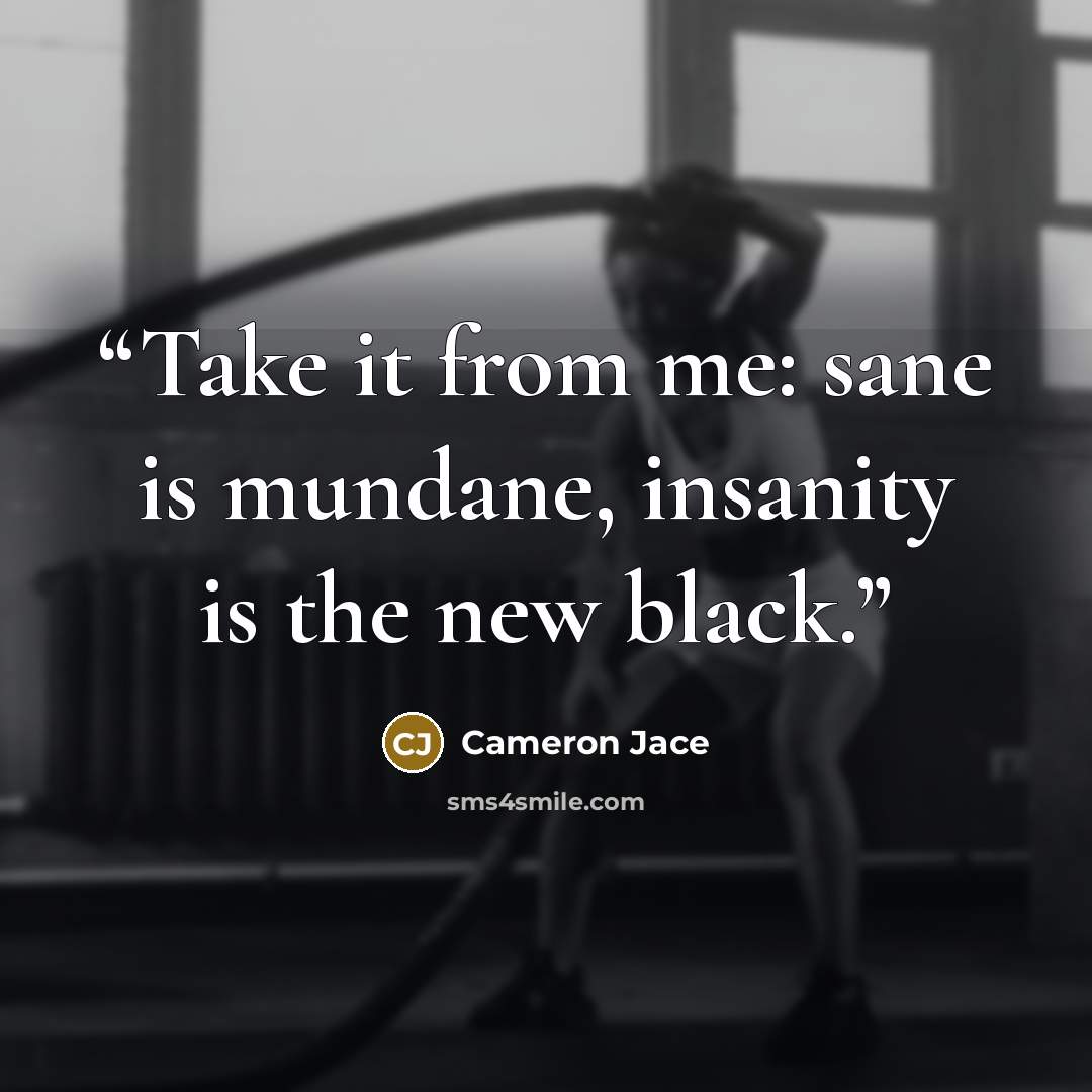 “Take it from me: sane is mundane, insanity is the new black.” quote by Cameron Jace
