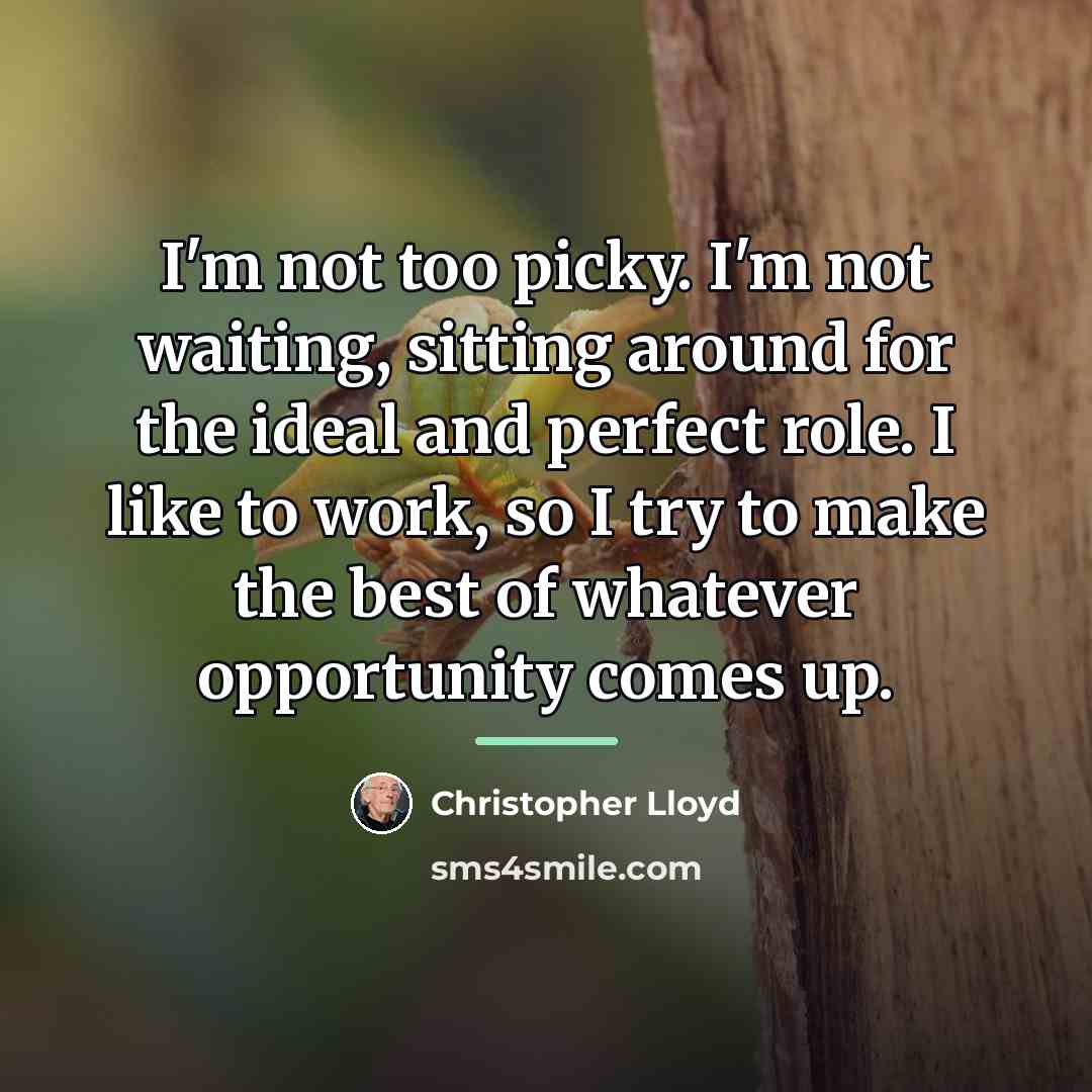 “I'm not too picky. I'm not waiting, sitting around for…” quote by Christopher Lloyd
