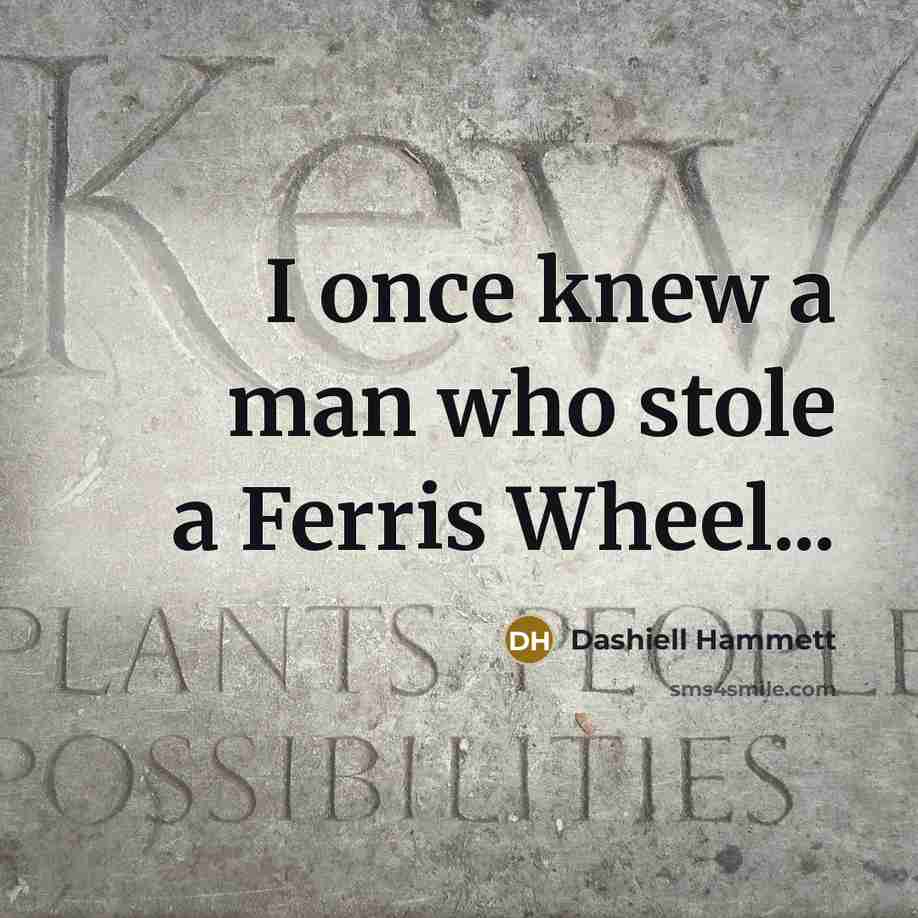 “I once knew a man who stole a Ferris Wheel...” quote by Dashiell Hammett