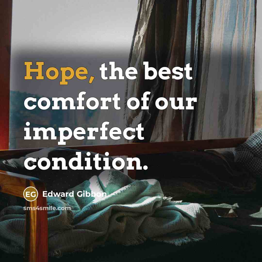 “Hope, the best comfort of our imperfect condition.…” quote by Edward Gibbon