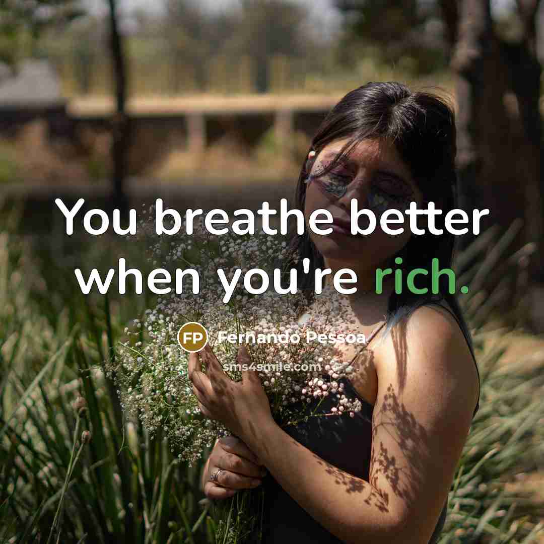 “You breathe better when you're rich.…” quote by Fernando Pessoa