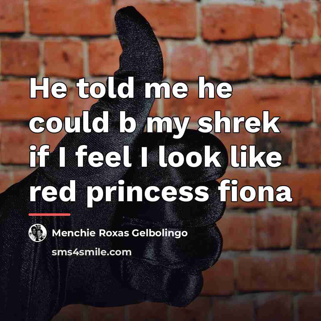 “He told me he could b my shrek if I…” quote by Menchie Roxas Gelbolingo