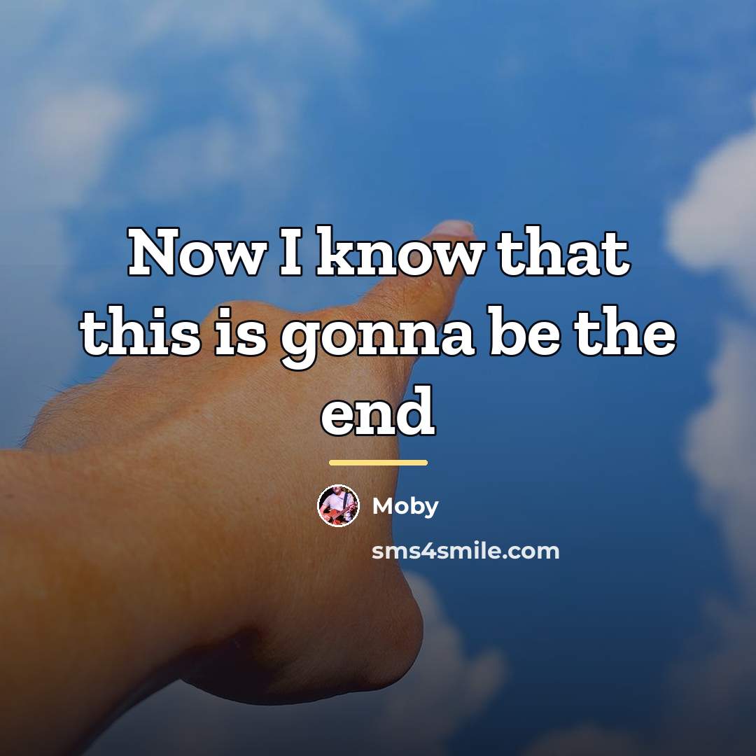 “Now I know that this is gonna be the end…” quote by Moby