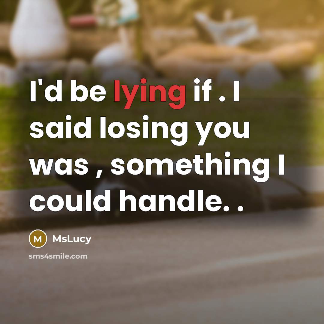 “I'd be lying if . I said losing you was , something I could handle. .” quote by MsLucy