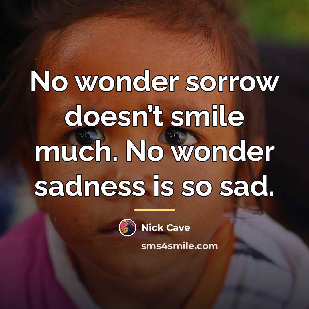 “No wonder sorrow doesn’t smile much. No wonder sadness is…” quote by Nick Cave