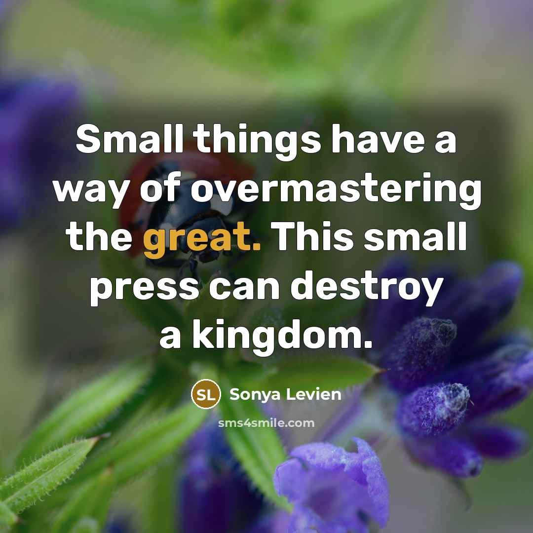 “Small things have a way of overmastering the great. This…” quote by Sonya Levien