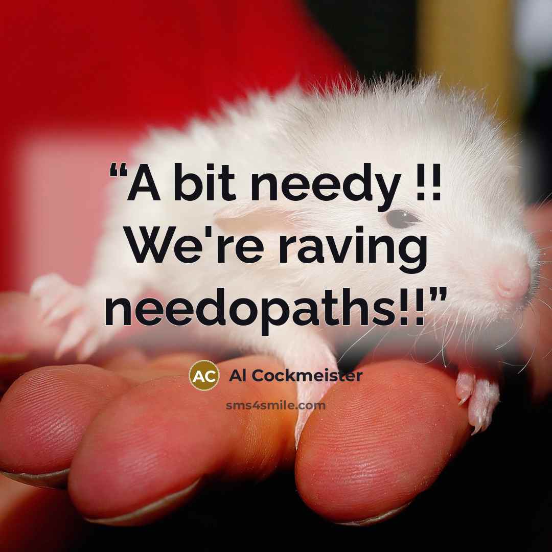 “A bit needy !! We're raving needopaths!!” quote by Al Cockmeister