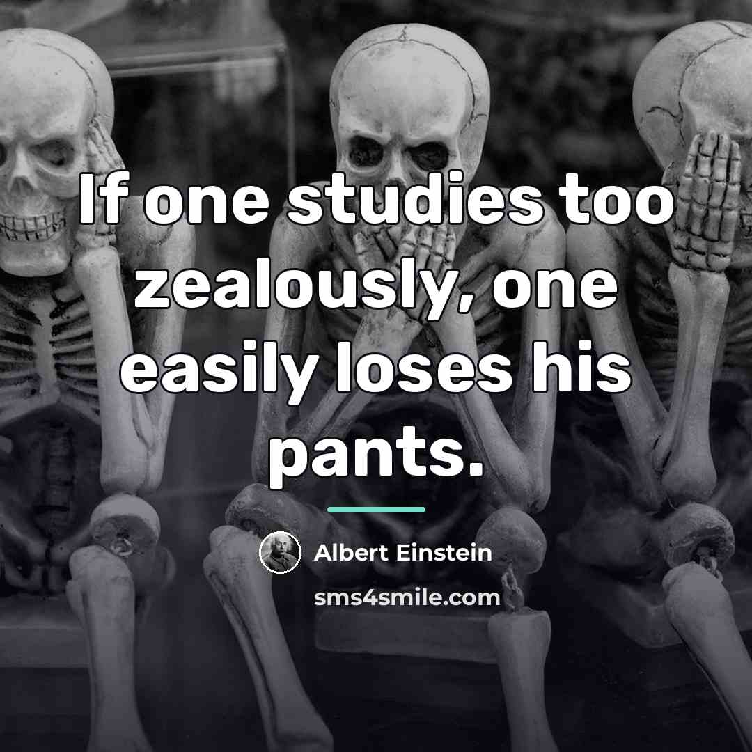 “If one studies too zealously, one easily loses his pants.…” quote by Albert Einstein