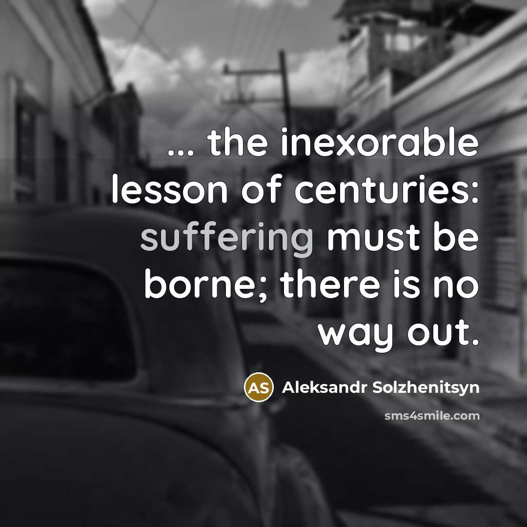 “... the inexorable lesson of centuries: suffering must be borne;…” quote by Aleksandr Solzhenitsyn