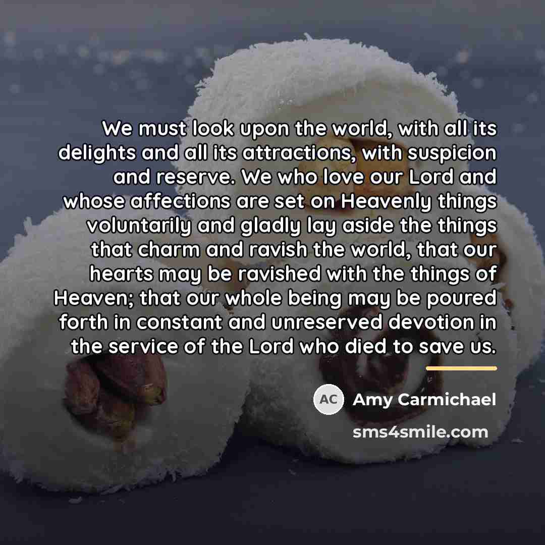 “We must look upon the world, with all its delights…” quote by Amy Carmichael