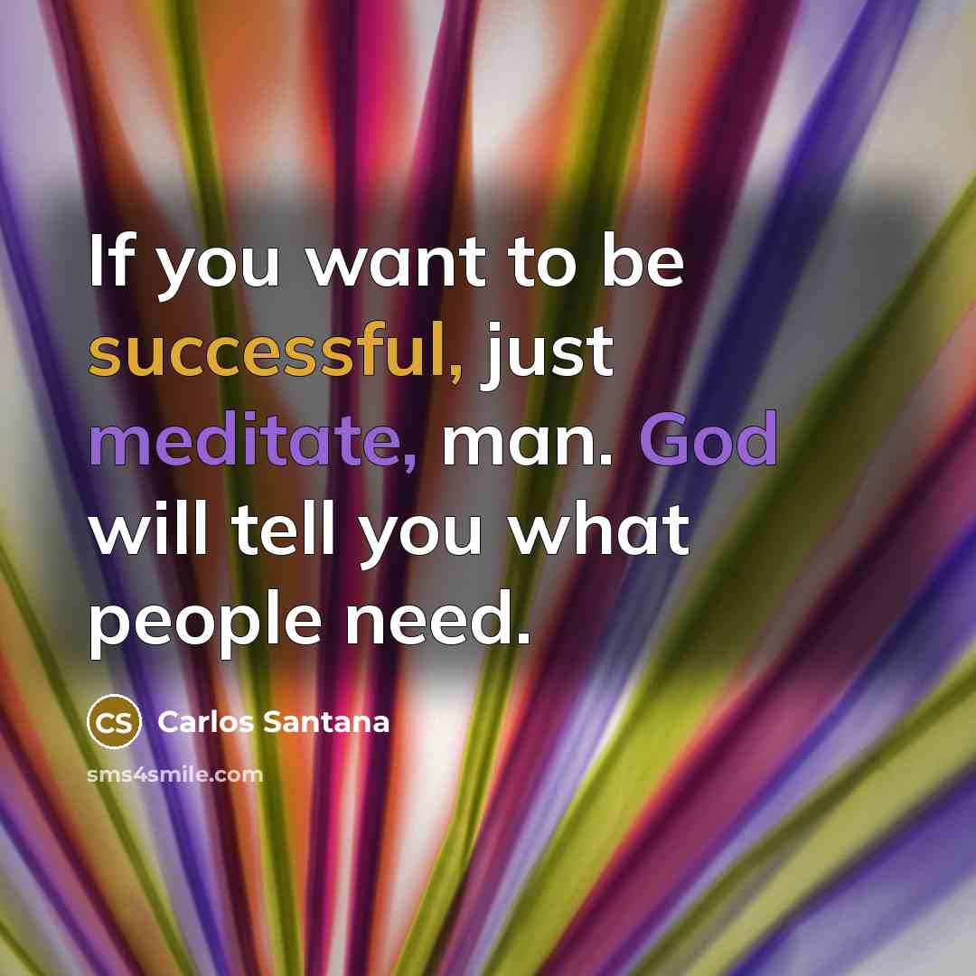 “If you want to be successful, just meditate, man. God…” quote by Carlos Santana