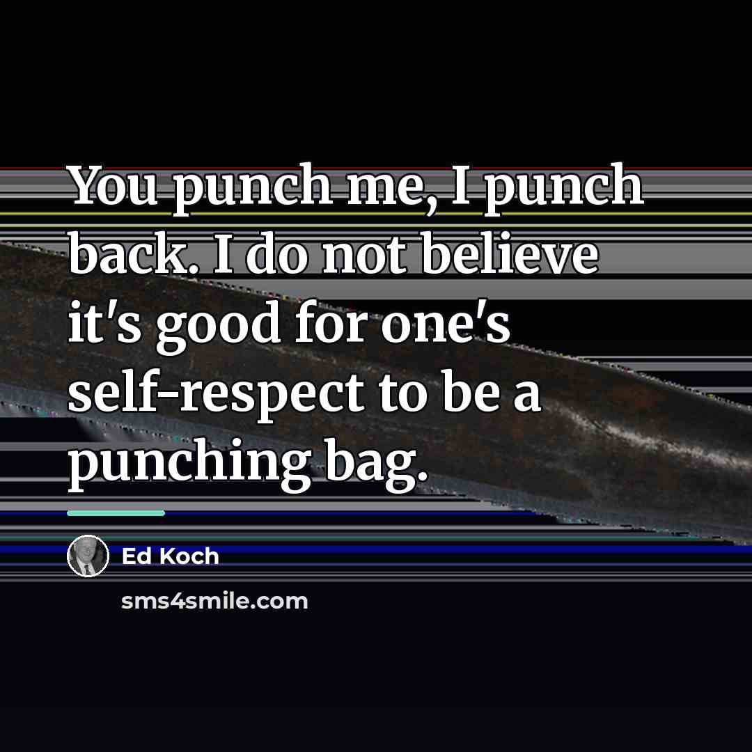 “You punch me, I punch back. I do not believe…” quote by Ed Koch