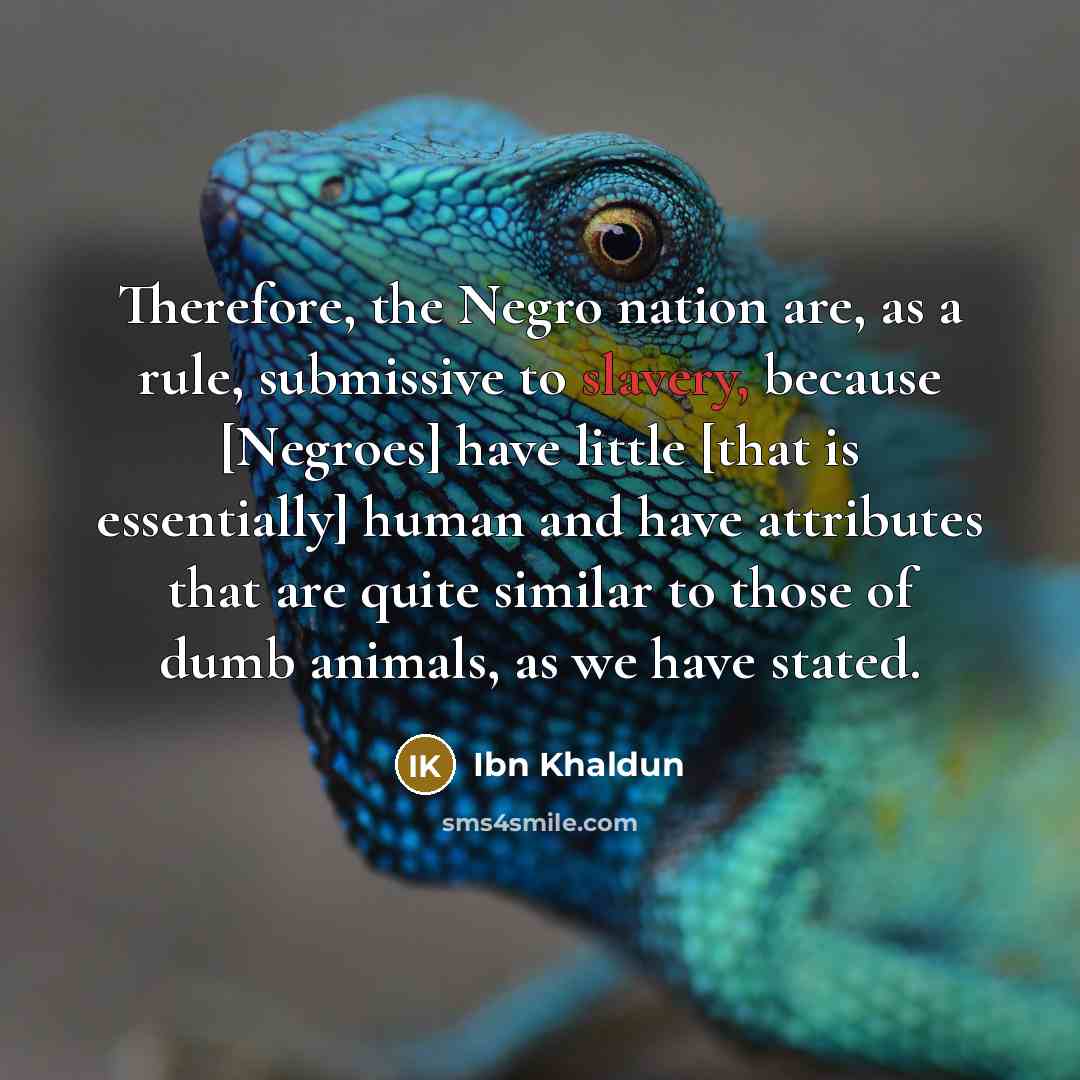 “Therefore, the Negro nation are, as a rule, submissive to…” quote by Ibn Khaldun