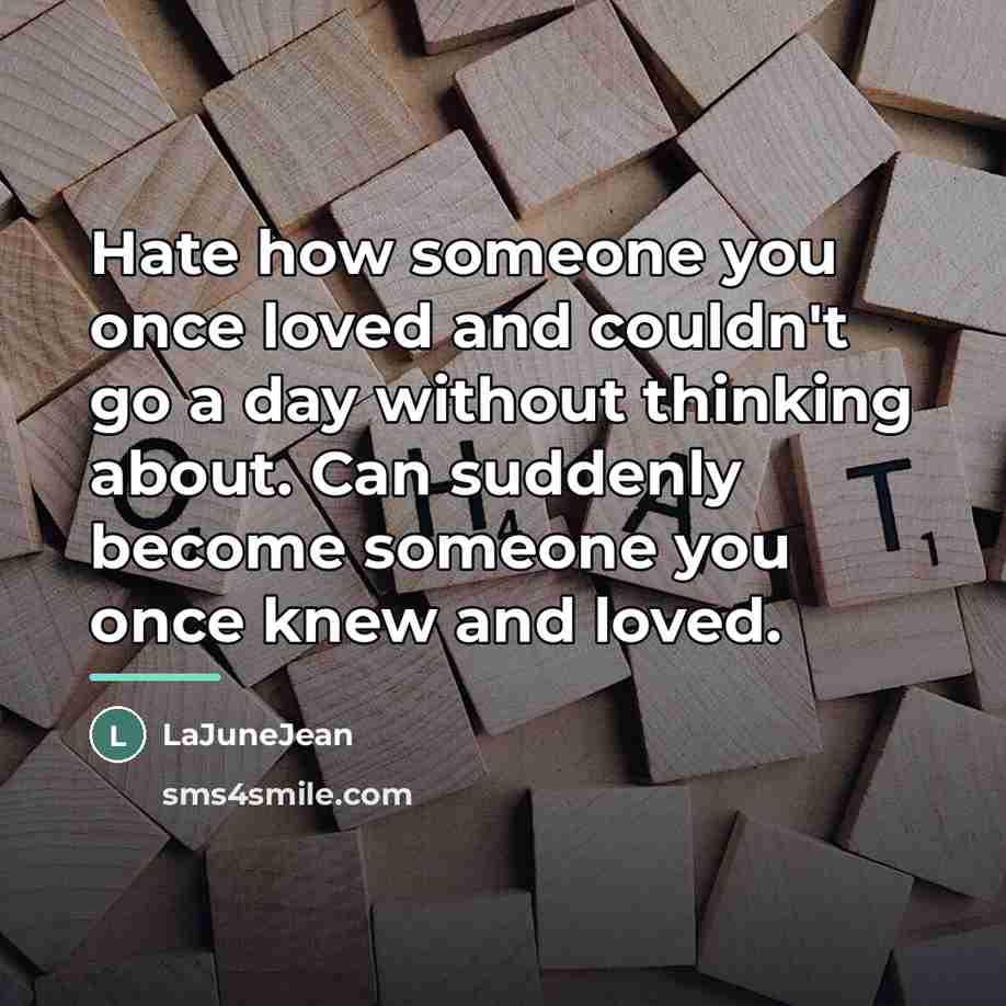 “Hate how someone you once loved and couldn't go a…” quote by LaJuneJean