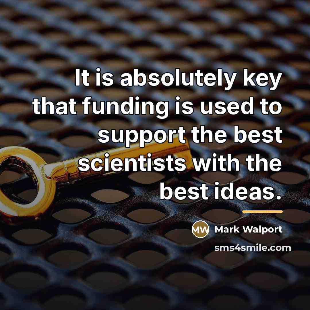 “It is absolutely key that funding is used to support…” quote by Mark Walport