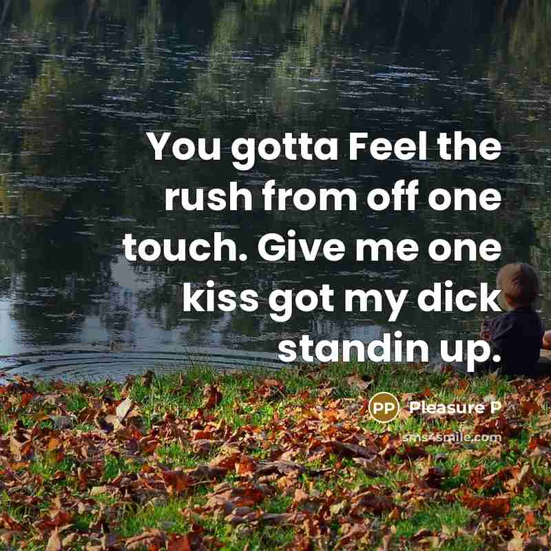 “You gotta Feel the rush from off one touch. Give me one kiss got my dick standin up.” quote by Pleasure P