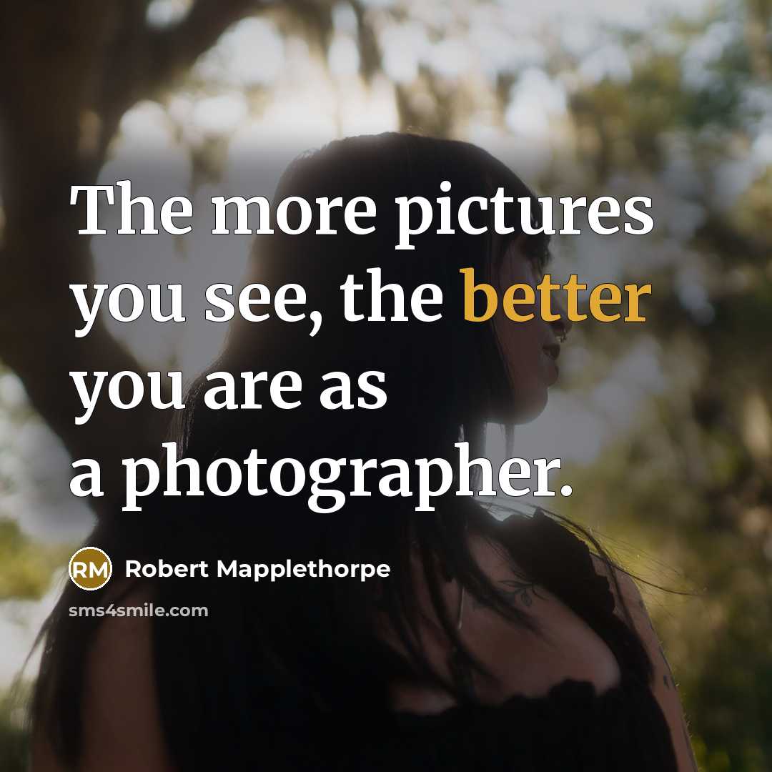 “The more pictures you see, the better you are as a photographer.” quote by Robert Mapplethorpe