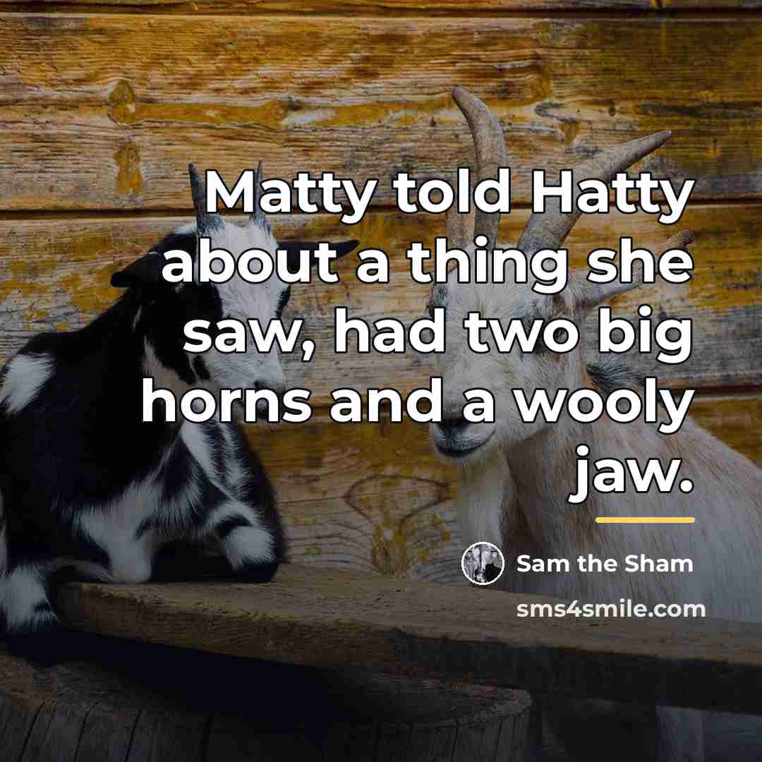 “Matty told Hatty about a thing she saw, had two…” quote by Sam the Sham