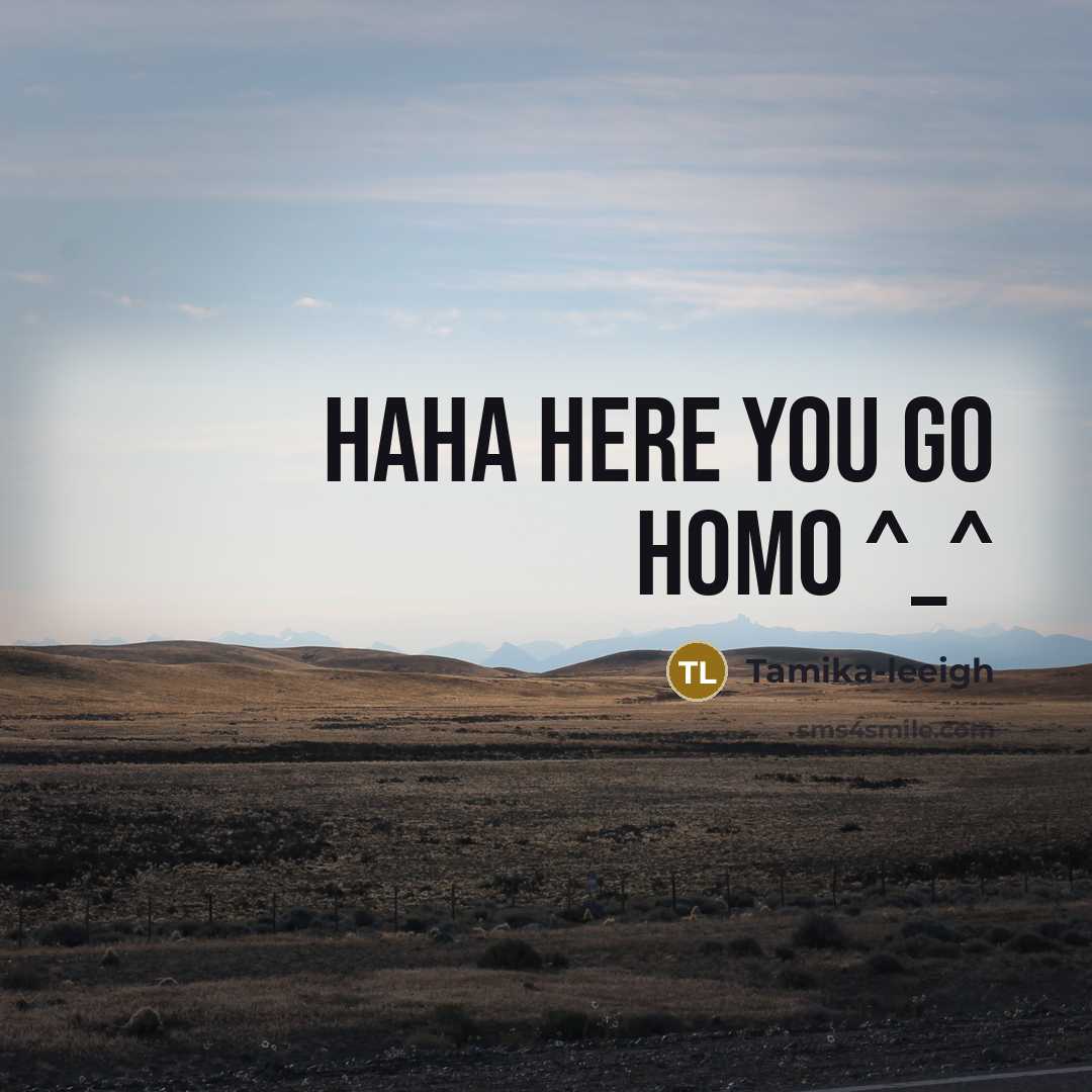 “Haha here you go Homo ^_^…” quote by Tamika-leeigh