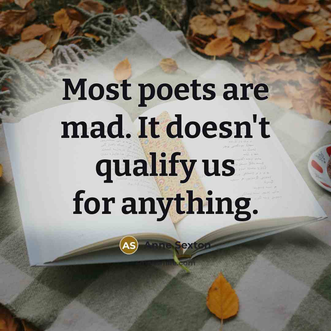 “Most poets are mad. It doesn't qualify us for anything.…” quote by Anne Sexton