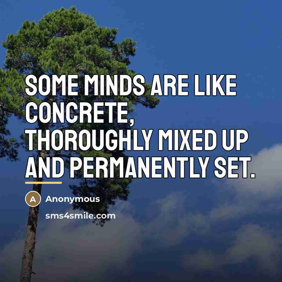“Some minds are like concrete, thoroughly mixed up and permanently…” quote by Anonymous