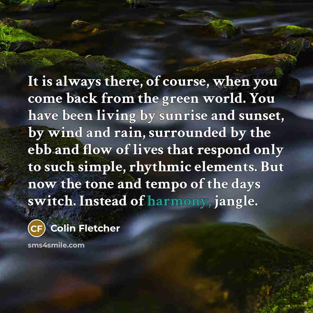 “It is always there, of course, when you come back…” quote by Colin Fletcher