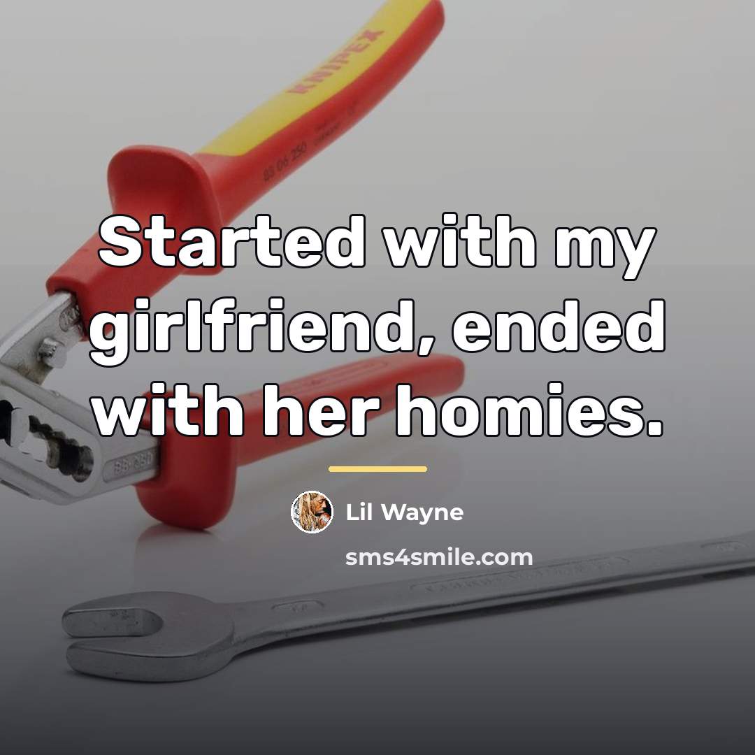“Started with my girlfriend, ended with her homies.…” quote by Lil Wayne