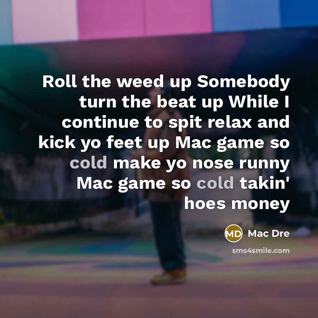 “Roll the weed up Somebody turn the beat up While…” quote by Mac Dre