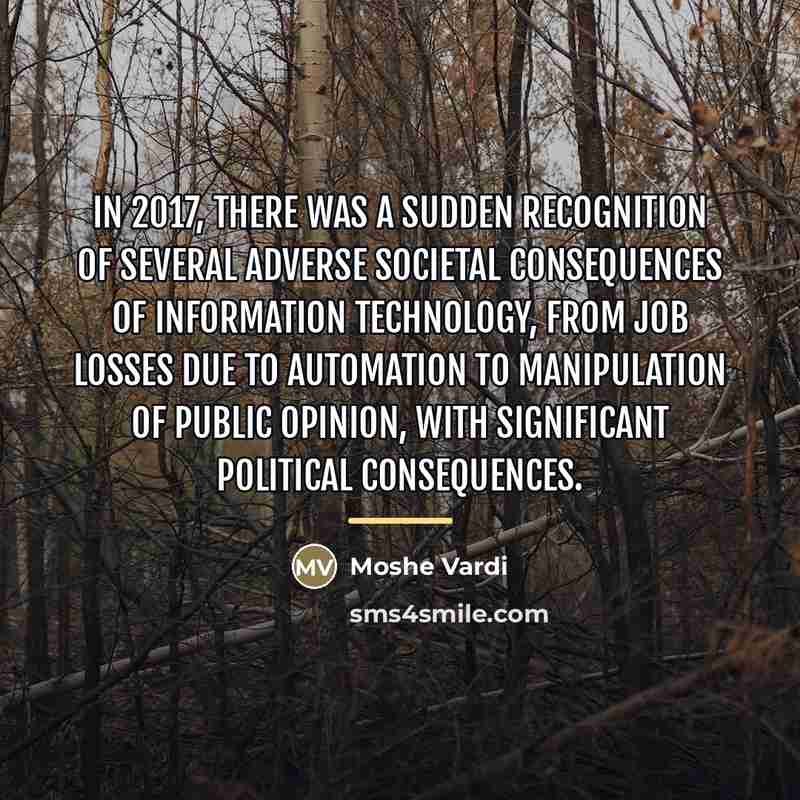 “In 2017, there was a sudden recognition of several adverse…” quote by Moshe Vardi