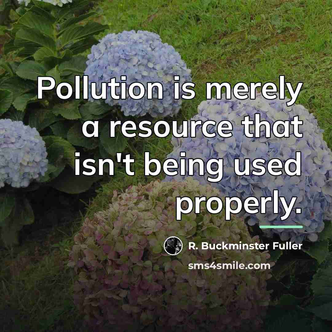 “Pollution is merely a resource that isn't being used properly.…” quote by R. Buckminster Fuller