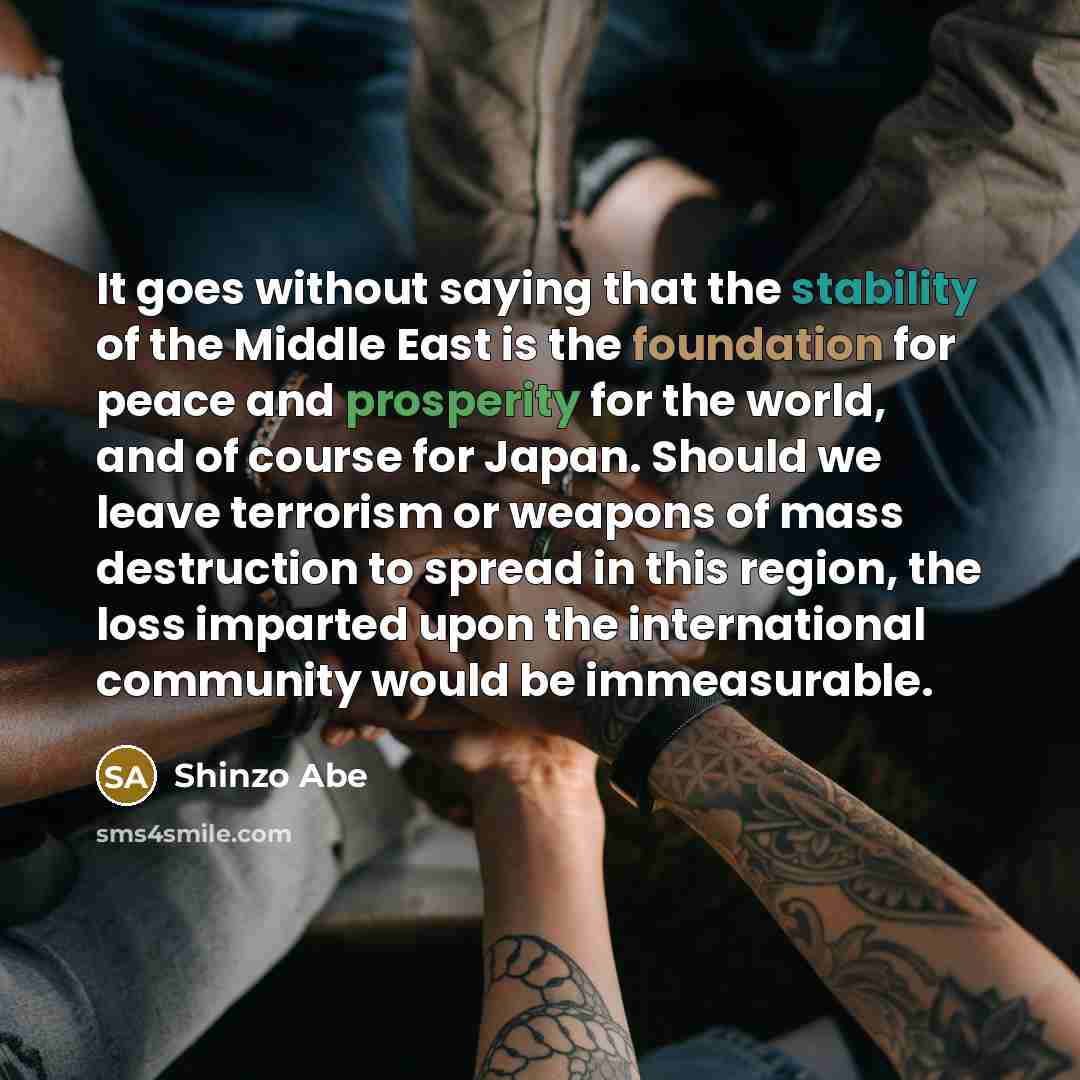 “It goes without saying that the stability of the Middle…” quote by Shinzo Abe