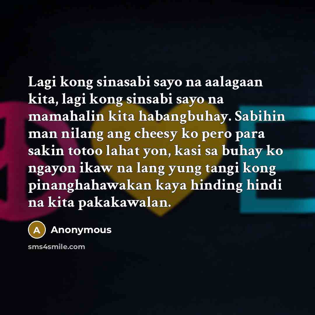 “Lagi kong sinasabi sayo na aalagaan kita, lagi kong sinsabi…” quote by Anonymous