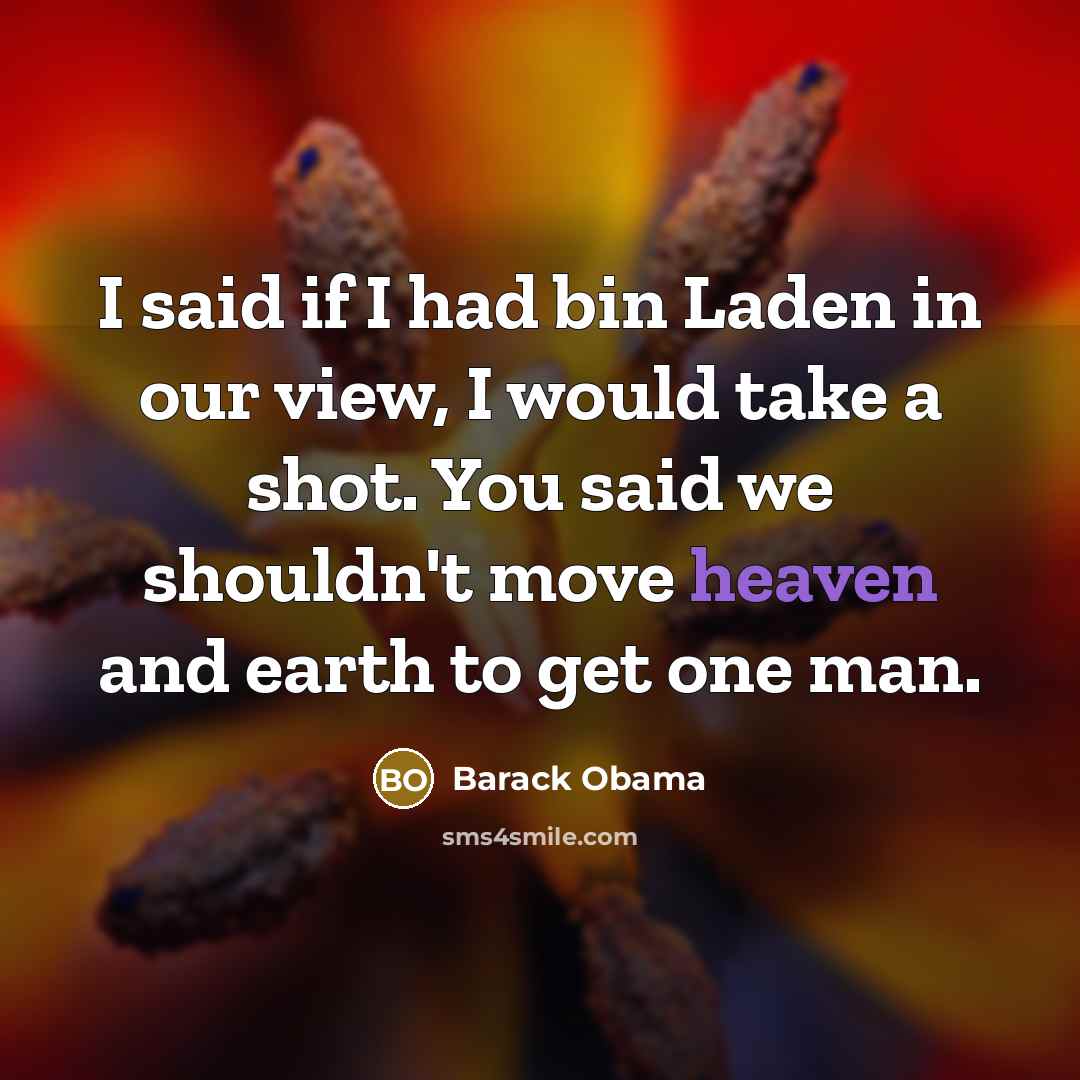 “I said if I had bin Laden in our view,…” quote by Barack Obama