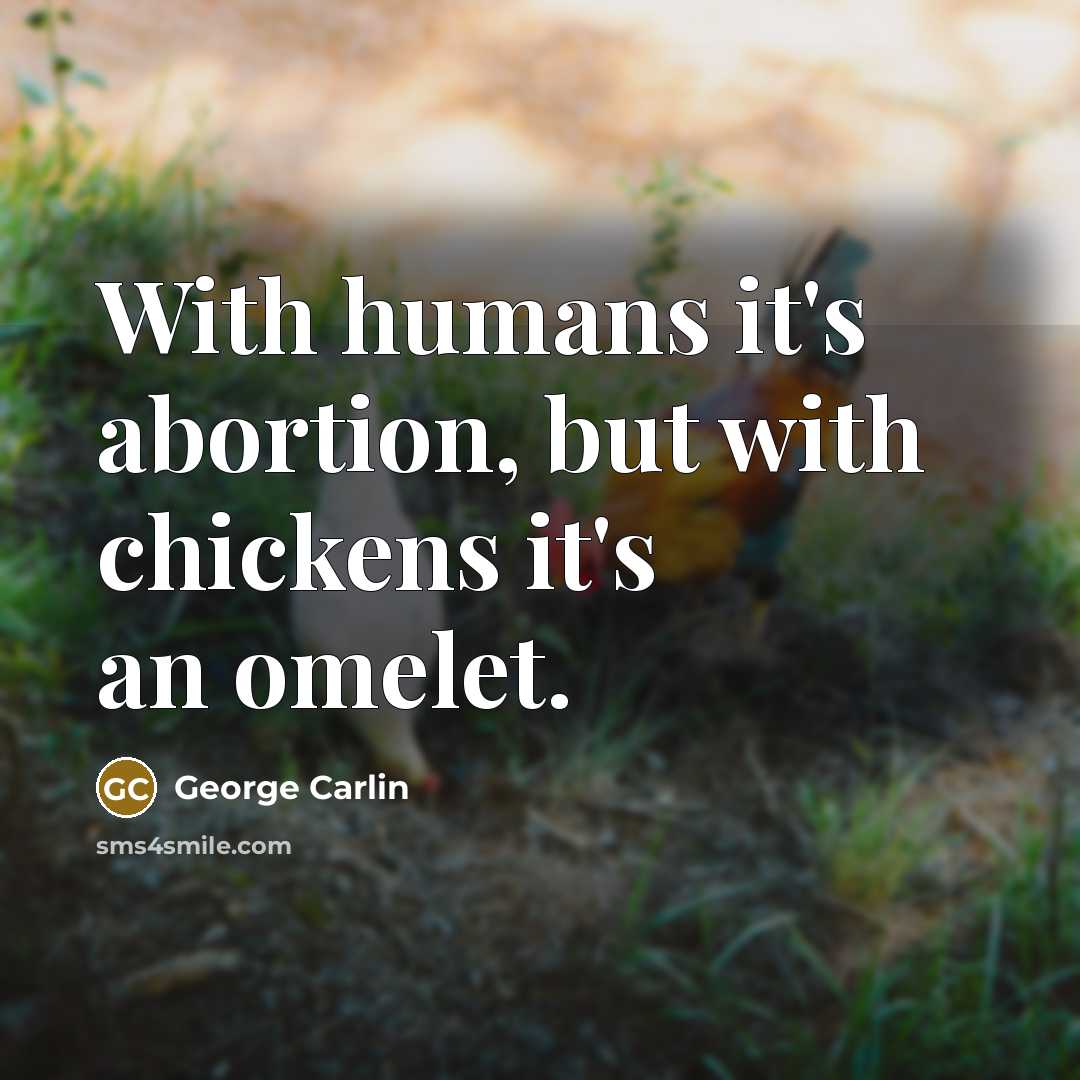 “With humans it's abortion, but with chickens it's an omelet.…” quote by George Carlin