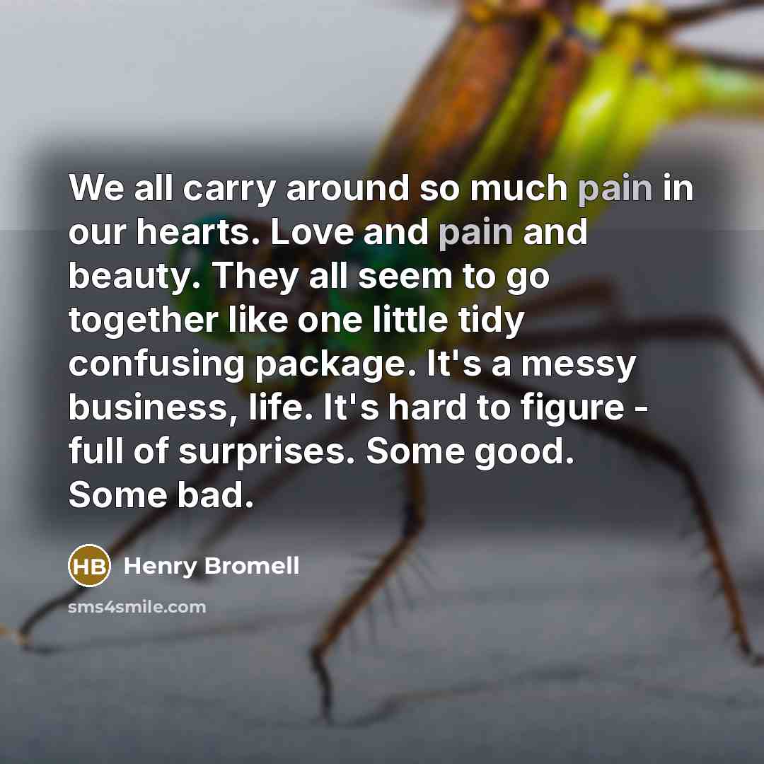 “We all carry around so much pain in our hearts.…” quote by Henry Bromell