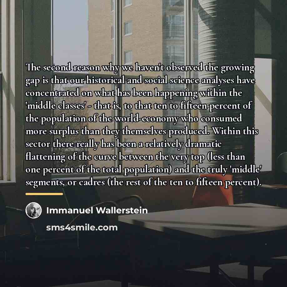 “The second reason why we haven't observed the growing gap…” quote by Immanuel Wallerstein