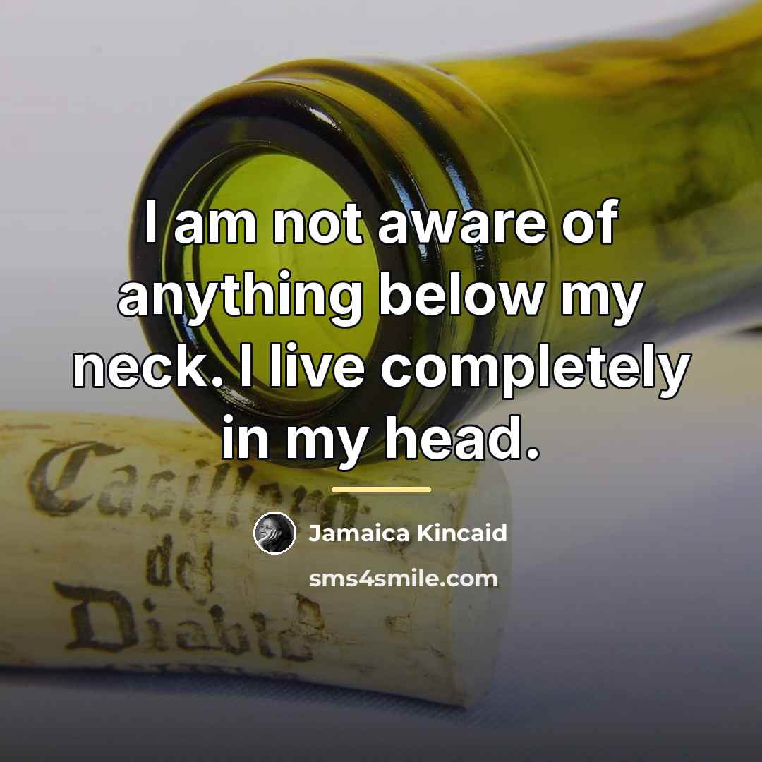 “I am not aware of anything below my neck. I…” quote by Jamaica Kincaid