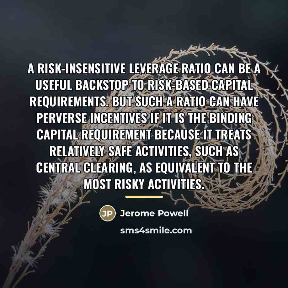 “A risk-insensitive leverage ratio can be a useful backstop to…” quote by Jerome Powell