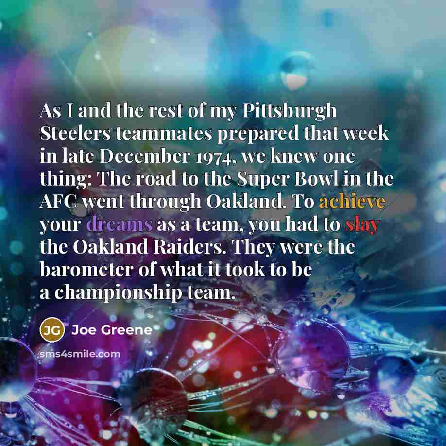 “As I and the rest of my Pittsburgh Steelers teammates…” quote by Joe Greene