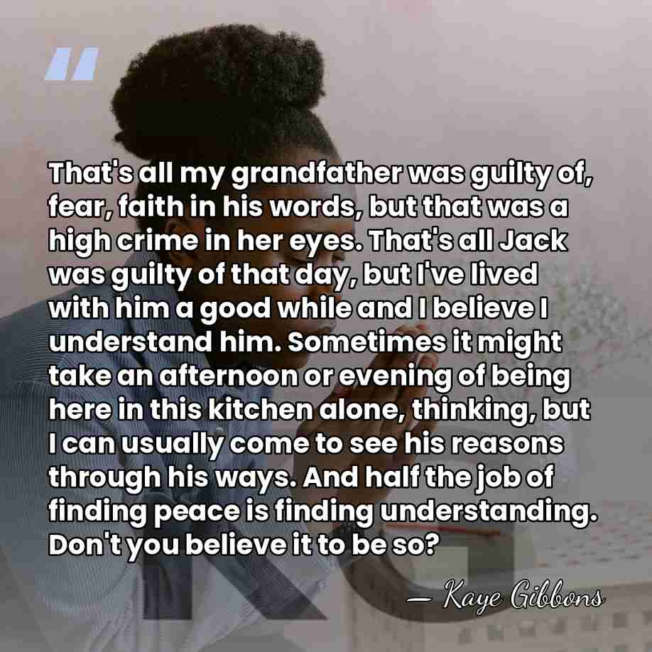That's all my grandfather was guilty of, fear, faith in his words,&hellip; - Kaye Gibbons