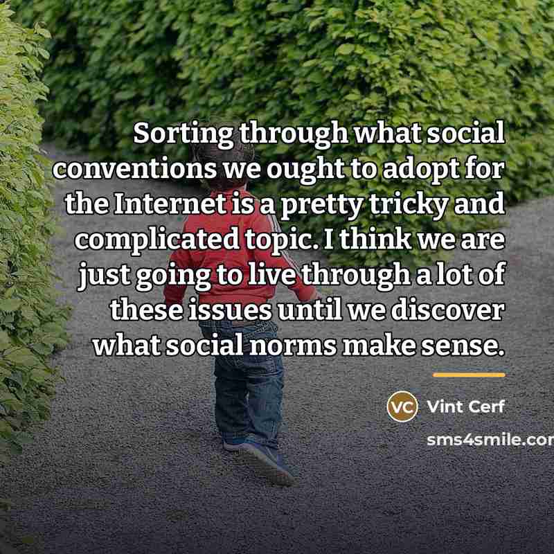 “Sorting through what social conventions we ought to adopt for…” quote by Vint Cerf