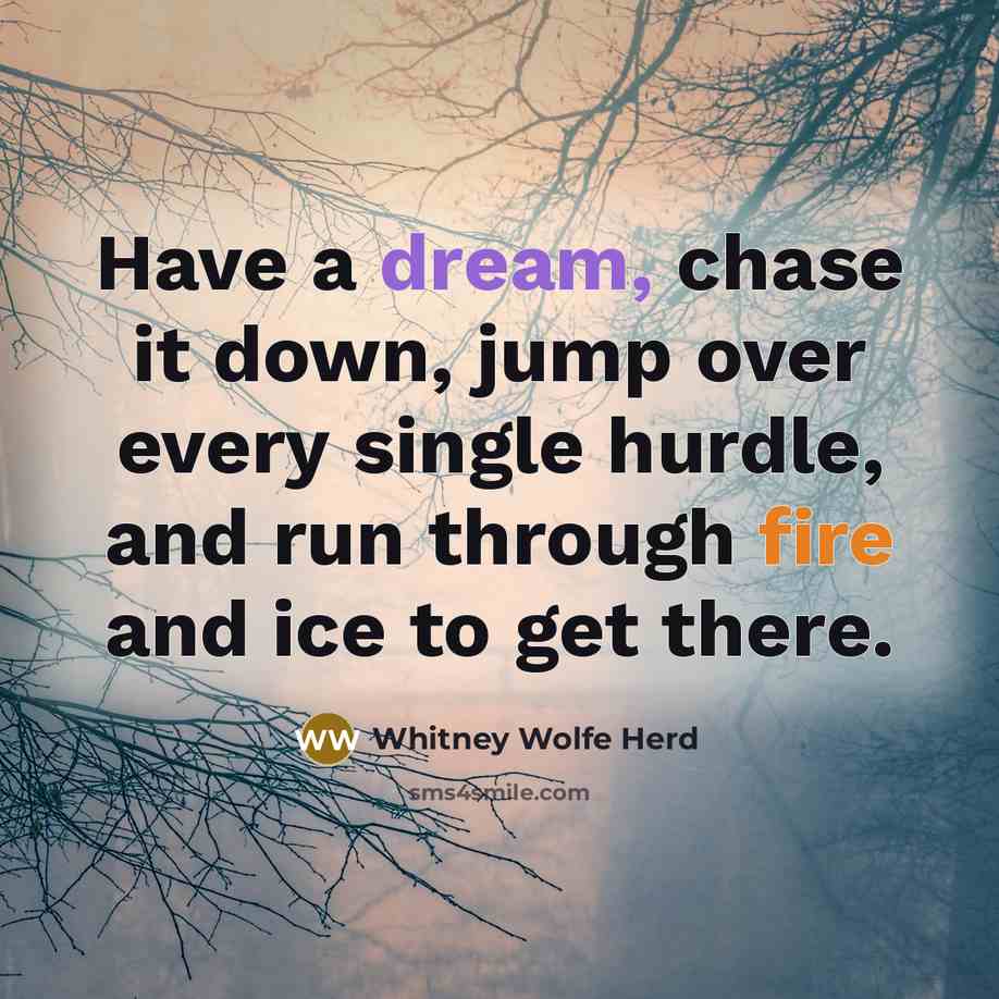 “Have a dream, chase it down, jump over every single…” quote by Whitney Wolfe Herd