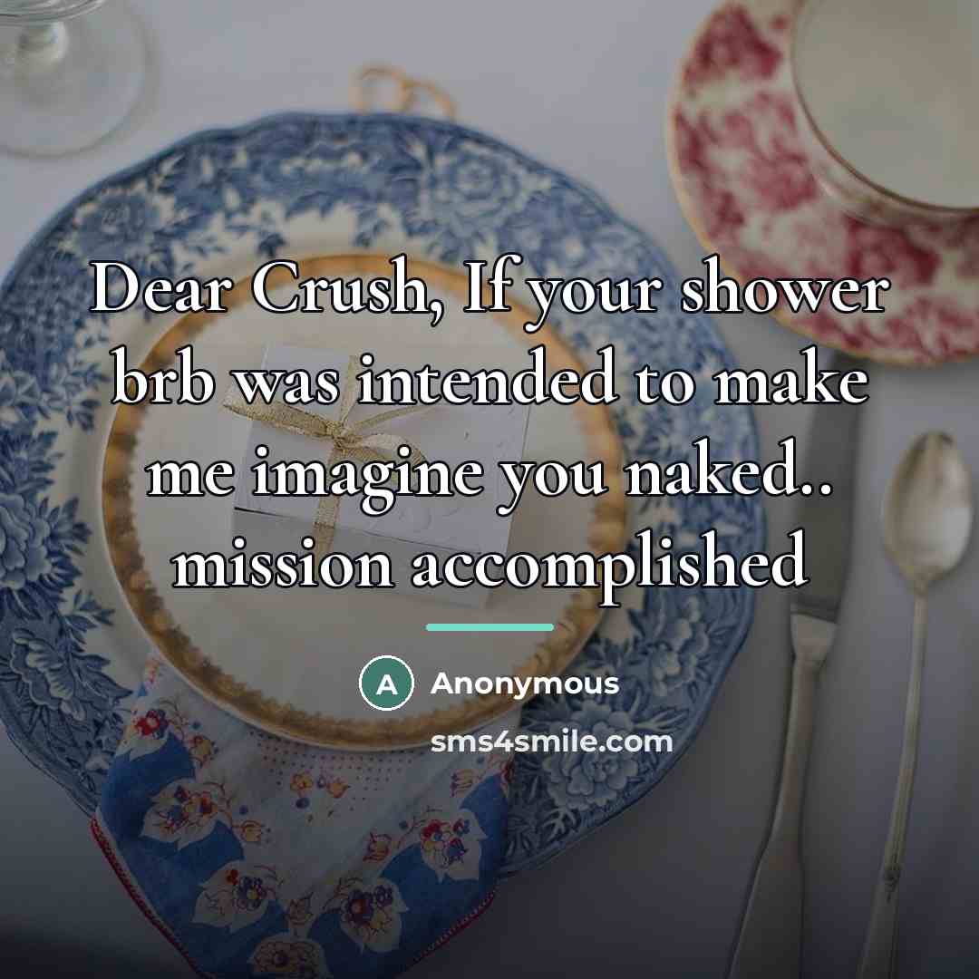 “Dear Crush, If your shower brb was intended to make…” quote by Anonymous