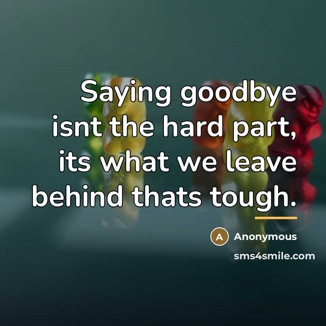 “Saying goodbye isnt the hard part, its what we leave…” quote by Anonymous