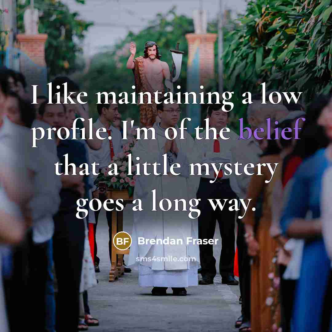“I like maintaining a low profile. I'm of the belief…” quote by Brendan Fraser