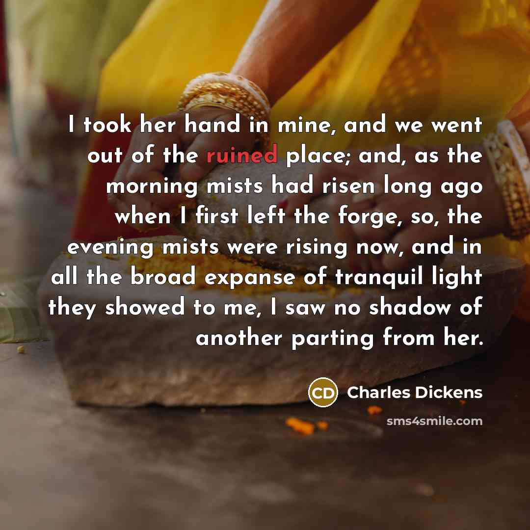 “I took her hand in mine, and we went out…” quote by Charles Dickens