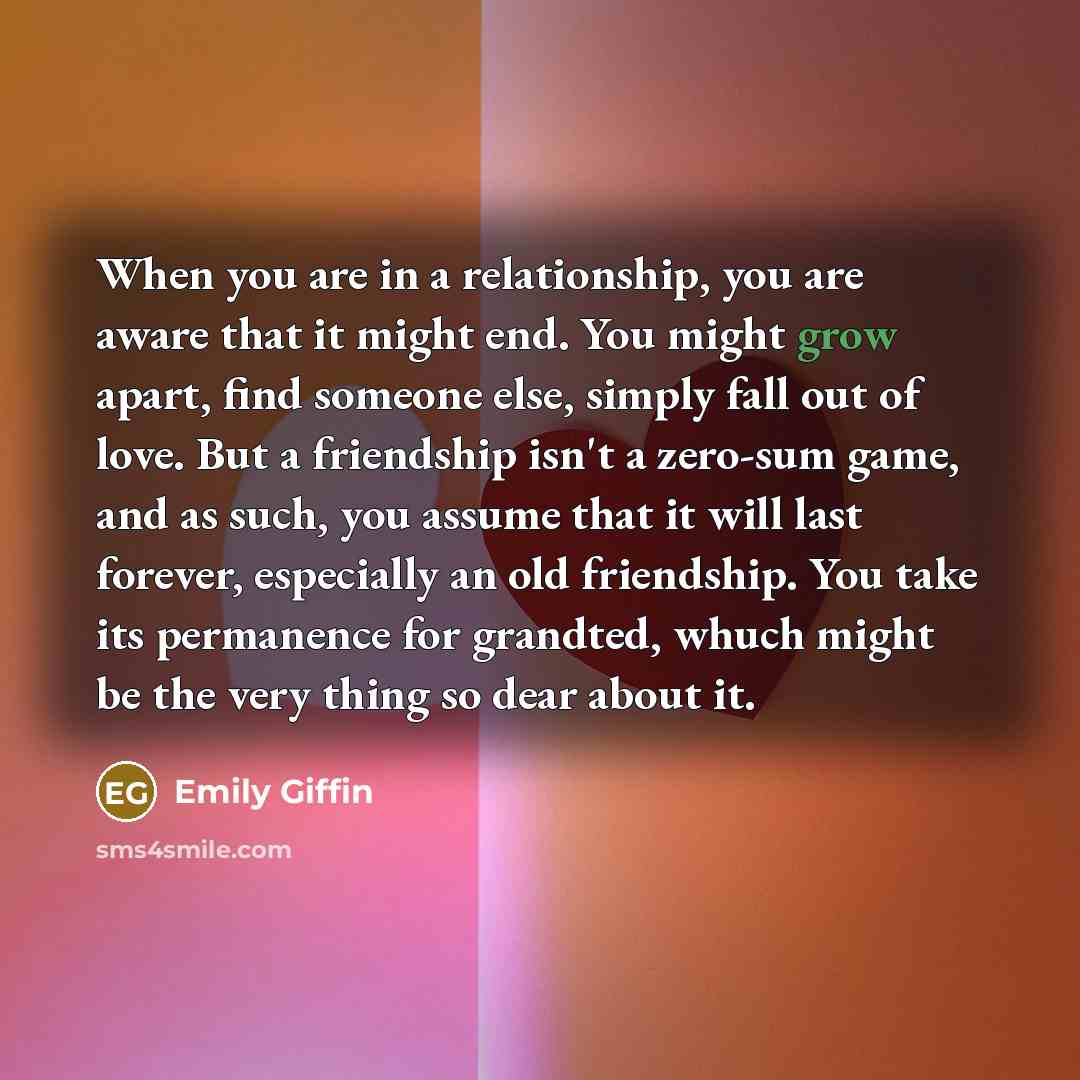 “When you are in a relationship, you are aware that…” quote by Emily Giffin
