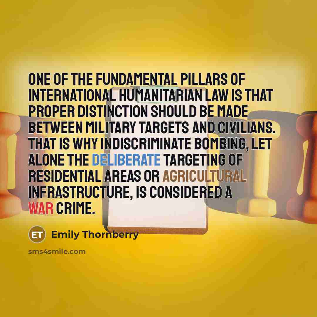 “One of the fundamental pillars of international humanitarian law is…” quote by Emily Thornberry
