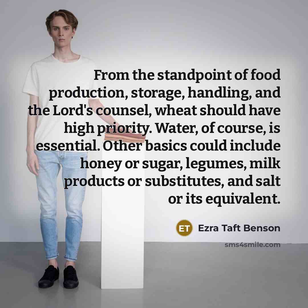 “From the standpoint of food production, storage, handling, and the…” quote by Ezra Taft Benson