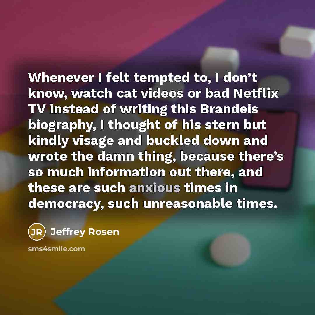 “Whenever I felt tempted to, I don’t know, watch cat…” quote by Jeffrey Rosen